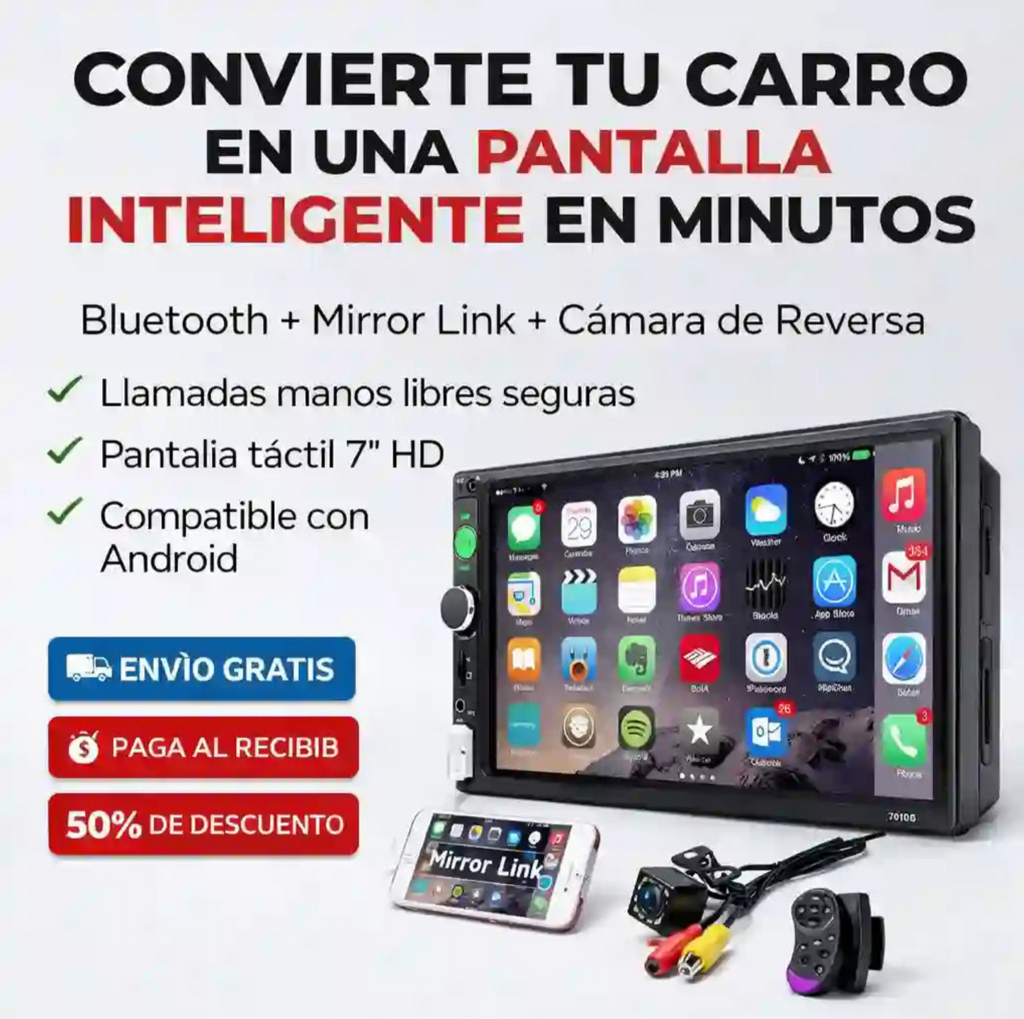 Pantalla Inteligente GPS, música, cámara y llamadas
