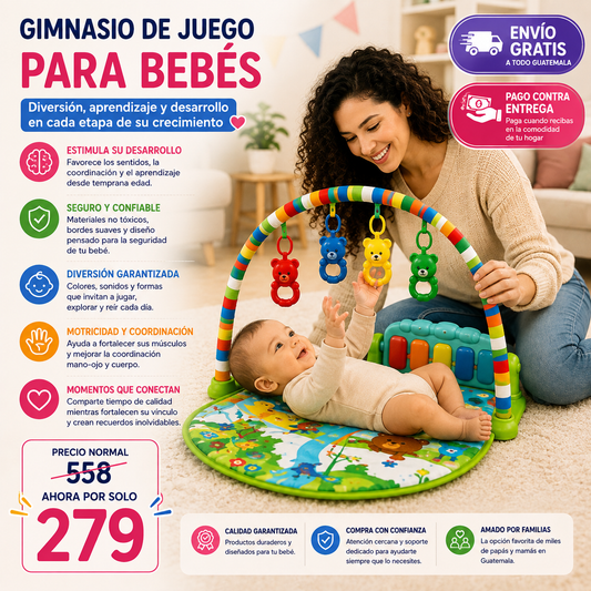 Gimnasio Para Bebé Con Piano Musical + Juego Tapete Didáctico